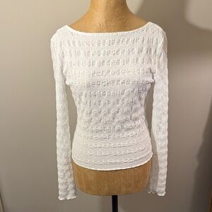 Elodie white Textured Knit Top